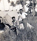 
Camping at Siglap, Singapore, about 1940, on the right.