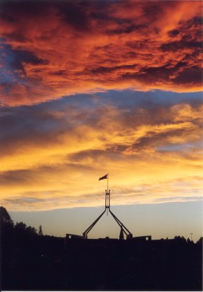 Sunset over Parliament House.   