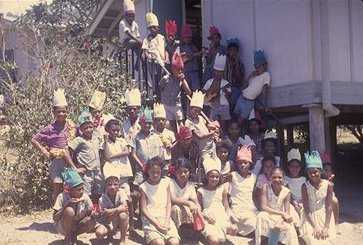 My class at Hagara Primary School, complete with party hats