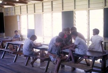 The boys inside the classroom